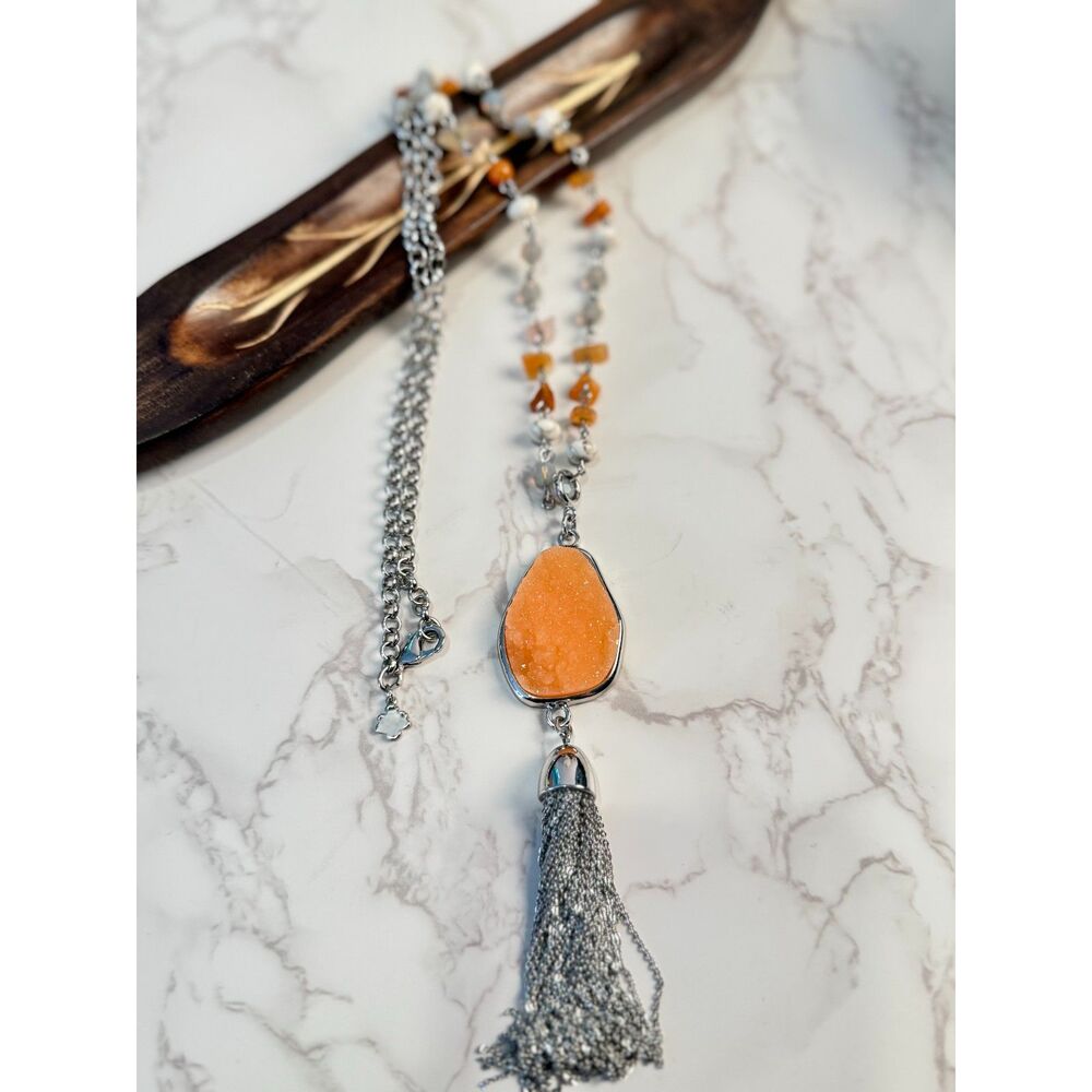 Vera Wang Druzy Tassel Necklace